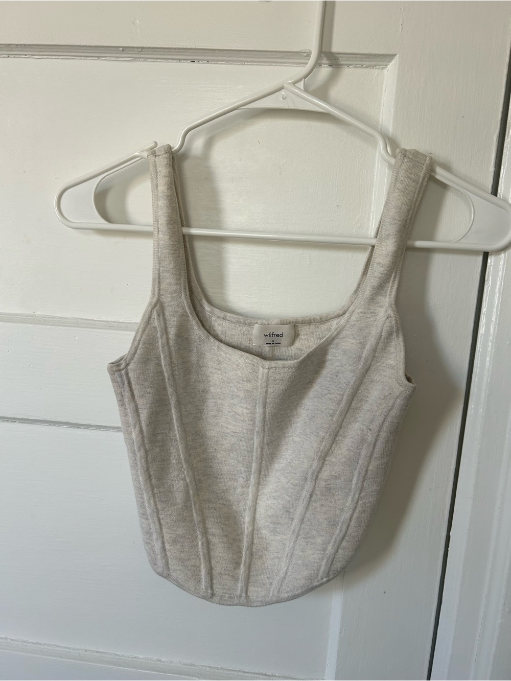 Wilfred Sculpted Crop Tank Top in Light Heather Gray